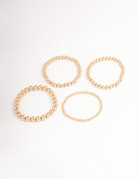 Gold Round Ball Stretch Bracelet 4-Pack - link has visual effect only