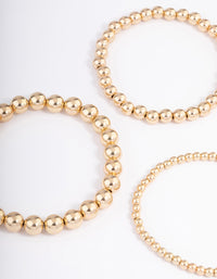 Gold Round Ball Stretch Bracelet 4-Pack - link has visual effect only