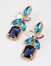 Gold Mixed Oval Stone Square Drop Earrings - link has visual effect only