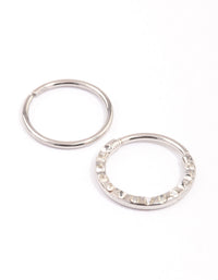 Surgical Steel Cubic Zirconia Textured Nose Ring Pack - link has visual effect only