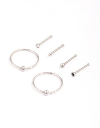 Surgical Steel Pointed & Ring Nose Piercing 6-Pack - link has visual effect only