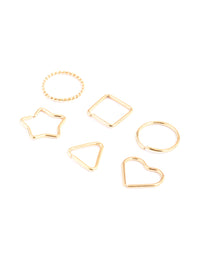 Gold Plated Surgical Steel Geometric Nose Ring 6-Pack - link has visual effect only