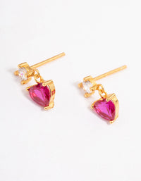 Gold Plated Sterling Silver Cubic Zirconia Claw Heart Drop Earrings - link has visual effect only