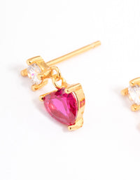 Gold Plated Sterling Silver Cubic Zirconia Claw Heart Drop Earrings - link has visual effect only