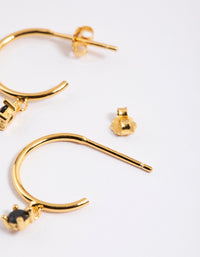 Gold Plated Sterling Silver Cubic Zirconia Four Claw Hoop Earrings - link has visual effect only