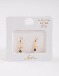 Gold Plated Sterling Silver Cubic Zirconia Four Claw Hoop Earrings - link has visual effect only