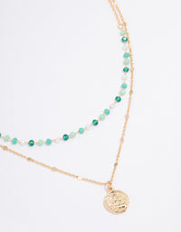 Gold Bead & Coin Layered Necklace - link has visual effect only