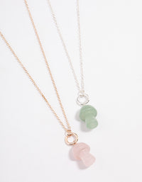 Mixed Metal Semi-Precious Mushroom Necklace Pack - link has visual effect only