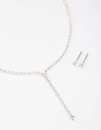 Silver Cup Chain Y-Shaped Necklace & Earring Set - link has visual effect only