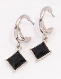 Silver Classic Diamante Square Hoop Earrings - link has visual effect only