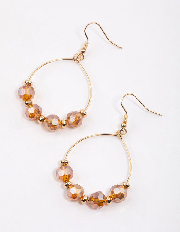 Gold Mixed Facet Beaded Drop Earrings