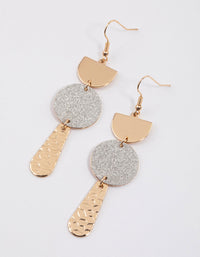 Gold Multi Geometric Glitter Drop Earrings - link has visual effect only