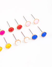 Gold Mini Dome Stud Earrings 8-Pack - link has visual effect only