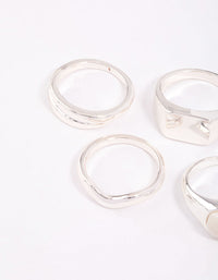 Silver Organic Signet Ring Pack - link has visual effect only