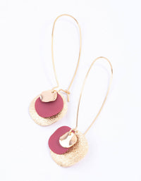 Red Triple Disc Cluster Drop Earrings - link has visual effect only