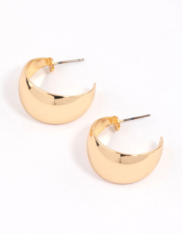 Gold Wide Drop Hoop Earrings