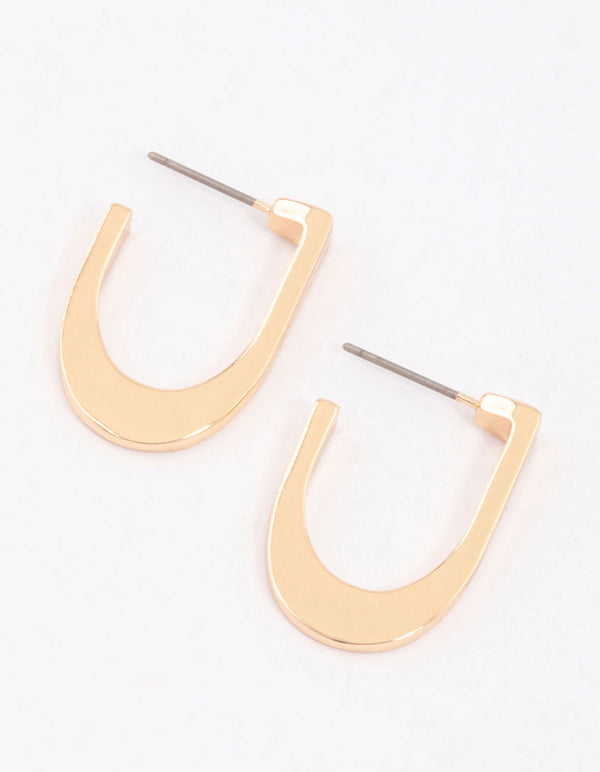 Gold Angled Classic Hoop Earrings