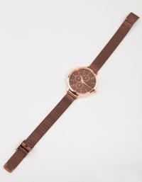 Brown Pearlised Sandblast Mesh Watch - link has visual effect only