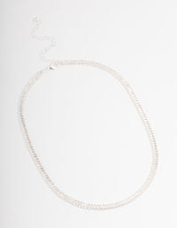 Silver Plated Cubic Zirconia Baguette Cup Chain Necklace - link has visual effect only