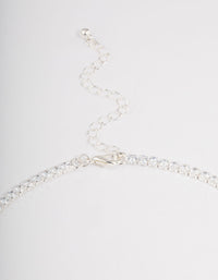 Silver Plated Cubic Zirconia Round & Baguette V-Necklace - link has visual effect only