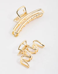 Gold Mini Swirly Hair Claw Clip Pack - link has visual effect only