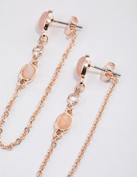 Rose Gold Chain Thread Through Rose Quartz Earrings - link has visual effect only