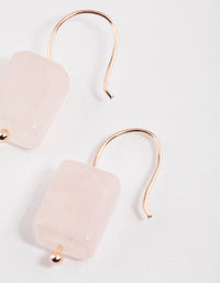 Rose Gold Curb Rose Quartz Drop Earrings - link has visual effect only