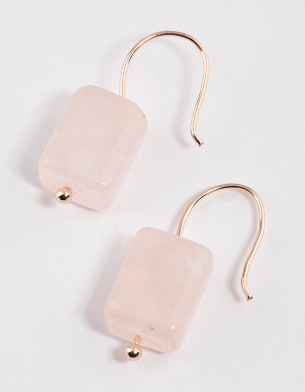 Rose Gold Curb Rose Quartz Drop Earrings