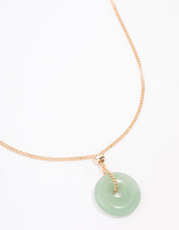 Gold Green Aventurine Choker Pendant Necklace - link has visual effect only