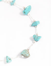 Silver Turquoise Dainty Chip Anklet - link has visual effect only