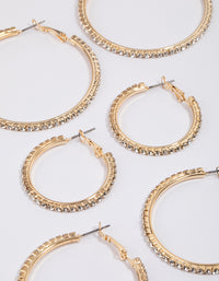 Gold Mixed Size Diamante Hoop Earrings - link has visual effect only