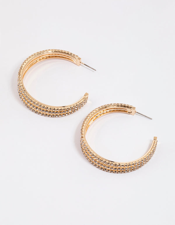 Gold Triple Illusion Statement Hoop Earrings