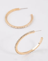 Gold Medium Diamante Hoop Earrings - link has visual effect only