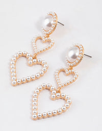 Gold Pearl Heart Drop Earrings - link has visual effect only