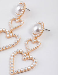 Gold Pearl Heart Drop Earrings - link has visual effect only