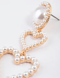 Gold Pearl Heart Drop Earrings - link has visual effect only