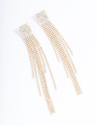 Gold Square Cup Chain Drop Earrings - link has visual effect only