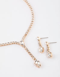 Gold Teardrop Diamante Cup Chain Jewellery Set - link has visual effect only