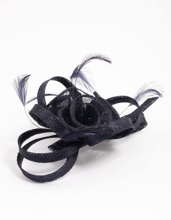 Navy Swirl & Feather Corsage