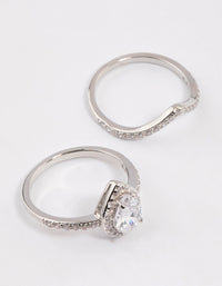 Silver Crowned Pear Crystal Ring - link has visual effect only