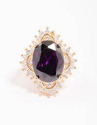 Gold Large Purple Oval Frame Ring - link has visual effect only