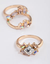 Rose Gold Opal Embellished Ring Pack - link has visual effect only