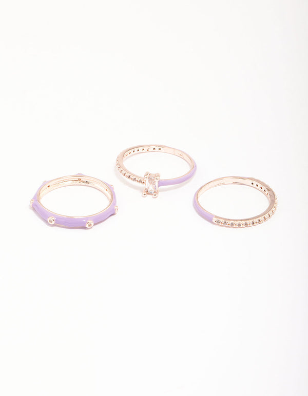 Rose Gold Enamel Ring Pack