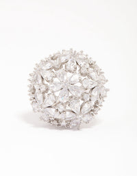 Silver Flower Dome Cocktail Ring - link has visual effect only