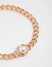 Gold Chain Statement Pearl Choker - link has visual effect only