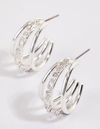 Silver Plated Baguette & Round Illusion Hoop Earrings - link has visual effect only