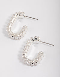 Silver Plated Oval Horizontal Baguette Hoop Earrings - link has visual effect only