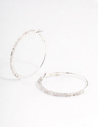 Silver Plated Round & Baguette Large Hoop Earrings - link has visual effect only