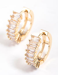 Gold Plated Cubic Zirconia Classic Baguette Hoop Earrings - link has visual effect only