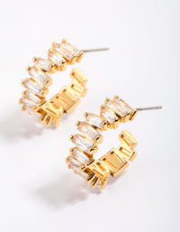 Gold Plated Organic Cubic Zirconia Baguette Hoop Earrings - link has visual effect only